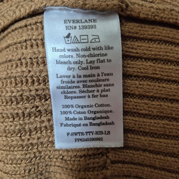 Everlane Womens Sweater Size S Ribbed Pullover Oversized Cozy High Neck Brown - Picture 6 of 7